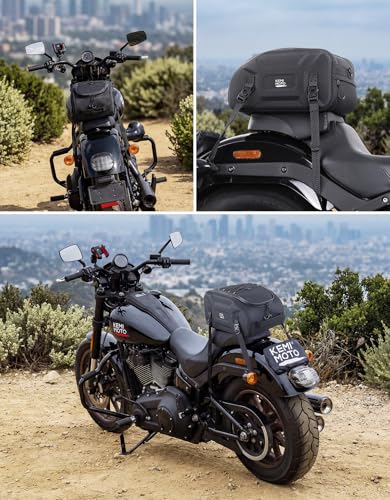 KEMIMOTO Motorcycle Tail Bag, 13L Large Waterproof Motorcycle Seat Bag for Rear Rack, Versatile Storage Saddle Bag with Shoulder Strap and Rain Cover for Commutes and Short Trips