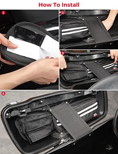 KEMIMOTO Saddlebag Lid Organizers 2 Pack Compatible with 2014-2023 Touring Street Glide Road Glide 2014-2024 Road King FLT FLH Black