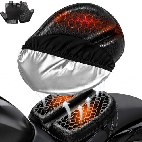 2026 New Motorcycle Seat Cushion, 3D Honeycomb Tailbone Cutout Pressure Relief Cooling Seat Pad, Universal Shock Absorbing Non‑Slip for Long Distance Rides (with Cover) - color: with Cover