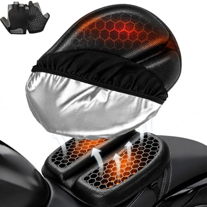 2026 New Motorcycle Seat Cushion, 3D Honeycomb Tailbone Cutout Pressure Relief Cooling Seat Pad, Universal Shock Absorbing Non‑Slip for Long Distance Rides (with Cover) - color: with Cover