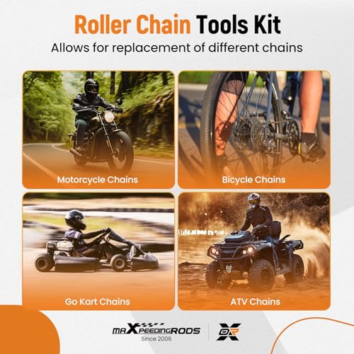 maXpeedingrods Roller Chain Tools Kit for #60#80#100 Roller Chain, with Roller Chain Connecting Holder Puller & Chain Detacher Breaker Cutter Repair Tool for Motorcycle Bicycle Go Kart ATV Chains