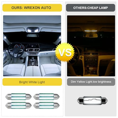 4Pcs 42mm LED Bulb 211-2 41mm 578 1.65in CANBUS Error Free, 6000K White Super Bright Festoon, Interior Dome Map Trunk License Plate Light for Car 12V. - size: 42MM