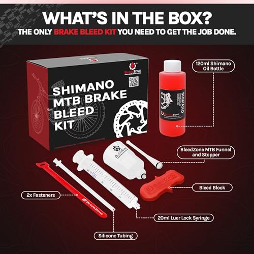 BleedZone Shimano Brake Bleed Kit with Mineral Oil - Hydraulic Brake Bleed Kit for Shimano Disc Brakes, Bike Brake Bleeder Kit, MTB Brake Bleed Kit, and Mineral Oil Brake Maintenance - size: MTB: 120ml Shimano