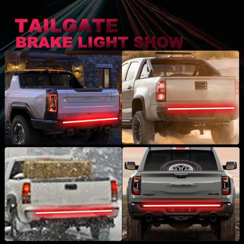 60 InchTruck Tailgate Light Bar Single Row LED Tail Light Strip with Brake Reverse Turn Signal Lights - size: 60''-Single row