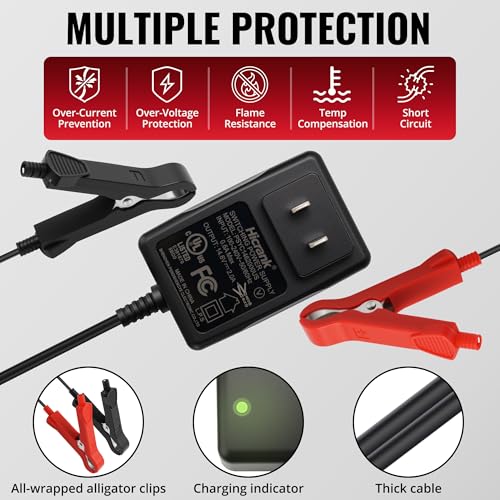 14.6V, 2A Battery Charger for 12V LiFePO4 Motocycle Battery, with Dual Alligator Clips Connector - size: HC-Charger-2A