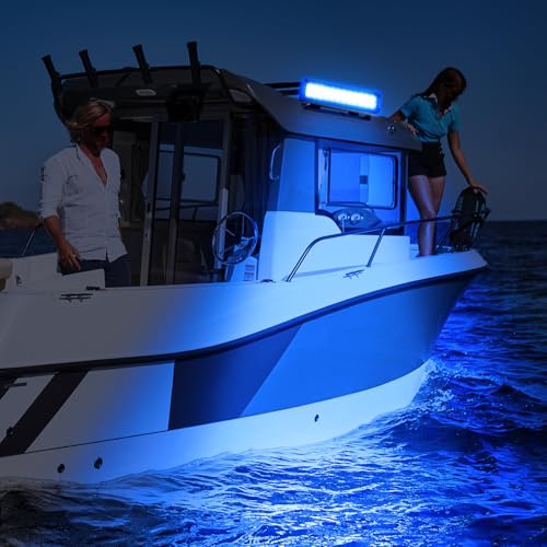 Nilight LED Light Bar 12 Inch 72W Spot Flood Combo Blue Beam Off Road Lights Fishing Hunting Emergency Deck Boat Work Lighting for Trucks UTV Pick-up Van Boat Tractor - color: Blue