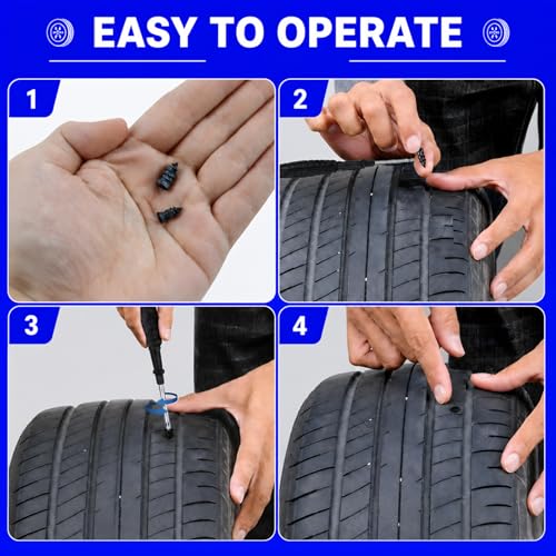 80Pcs Tire Repair Screws: Tire Repair Rubber Nail Kit with Tire Glue, Tire Plug Kit are Suitable for Quickly Repairing Punctures in Car, Motorcycle, and SUV Tires - color: 80 Pcs