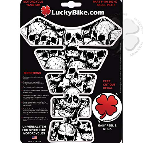 Skull Pile Segmented Gas Tank Pad Head Universal Ninja Sticker Protector Scratch - size: Skull Pile 03
