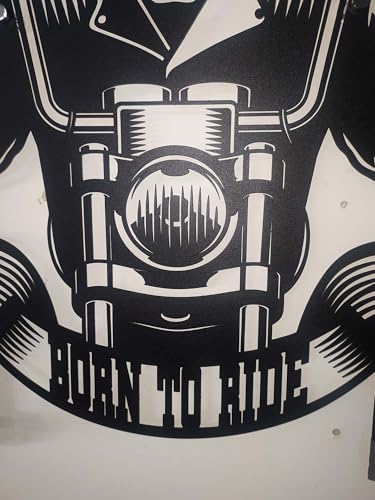 Handmade Metal Skull Wall Decor Hanger – “Born To Ride” Motorcycle Helmet and Jacket Rack – Black Steel Wall Art, Gift Harley Garage, Bikers and Motorcycle Lovers (52X59cm/20X23 Inches) - size: 52X59cm/20X23 Inches
