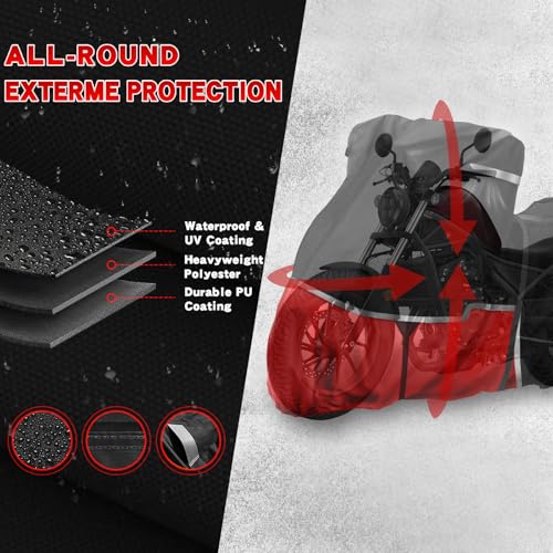 420D Motorcycle Cover Suitable for Honda Cruiser Rebel 300 500 1100 and Shadow 750/ Vtx 1300 /Fury Waterproof Motorcycle Cover Easy to Clean Tear-Resistant Suitable for Outdoor Protection - size: Honda Cruiser