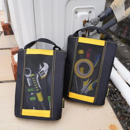 MELOTOUGH Canvas Zipper Tool Pouch Zipper Bag -Fastener bag with Mesh Window and Hanging Grommets 2 pack - color: Yellow color