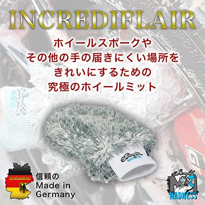 IncrediFlair Car Wash Mitt – Premium Microfiber Wash Mitt for Cars, Made in Germany, Scratch-Free Cleaning - size: 9" x 6"