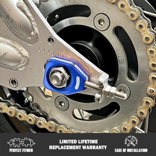 Canitu Blue Rear Chain Adjusters,Motorcycle Billet Rear Axle Blocks Swingarm Spool Tensioner Tension Adjuster Accessories for Honda CRF110 2013-2024 - color: BLUE