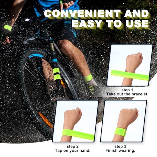 30 Pcs Reflector Band Snap Bracelet, Reflective Arm Bands, High Visibility Slap Safety Bands for Night Jogging Cycling Running Night Working Hiking