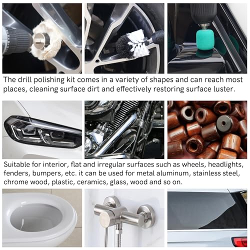 Unicaravan Aluminum Wheel Polishing Kit for Drill Buffing Wheel for Car Motorcycle Wheel Rim Manifold Polishing for Stainless Steel Chrome Wood Plastic Ceramic Glass Woods Machine Jewelry etc 31PCS - style: 31PCS