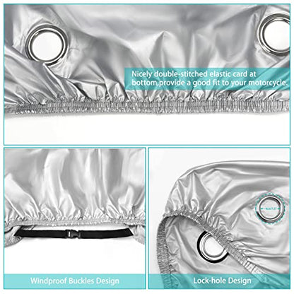 Motorcycle Cover,Motorbike Cover All Season Universal Weather Waterproof Sun Outdoor Protection with Lock-Holes & Storage Bag,XXL Motorcycles Vehicle Cover - size: us-2xl