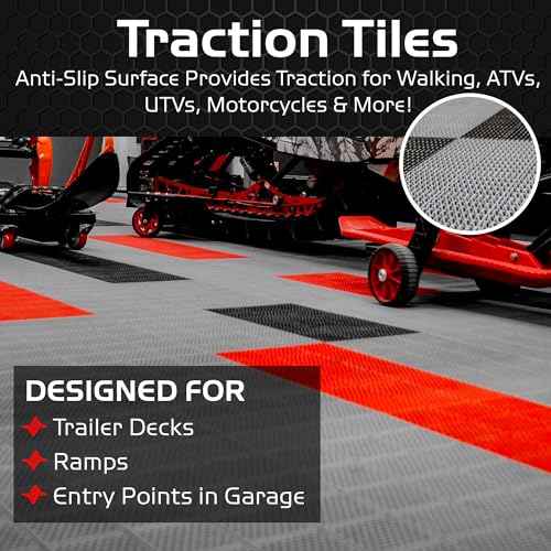 Caliber ProTech XT Garage Flooring, Trailer Flooring, Interlocking Traction Tiles, 9” x 18”, Black, 24-Pack