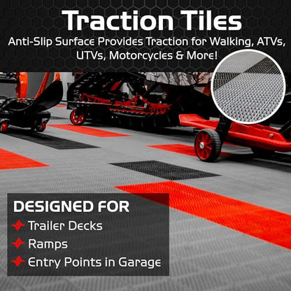 Caliber ProTech XT Garage Flooring, Trailer Flooring, Interlocking Traction Tiles, 9” x 18”, Black, 24-Pack