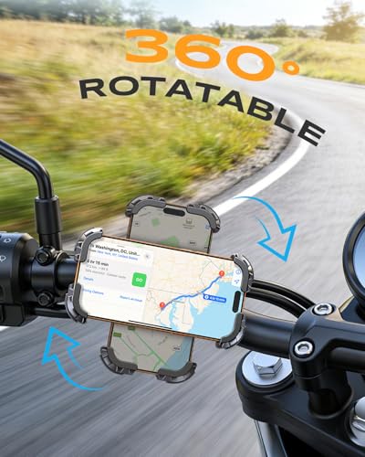 Zewdov 2026 Motorcycle Phone Mount Holder with Quick Install Clamp, Strong Grip & Anti-Drop Bike Phone Holder for Bicycle/ATV/Scooter Handlebar, 1S Security Lock Fits for iPhone/Samsung 4.7-6.8" - style: Without Vibration Dampener