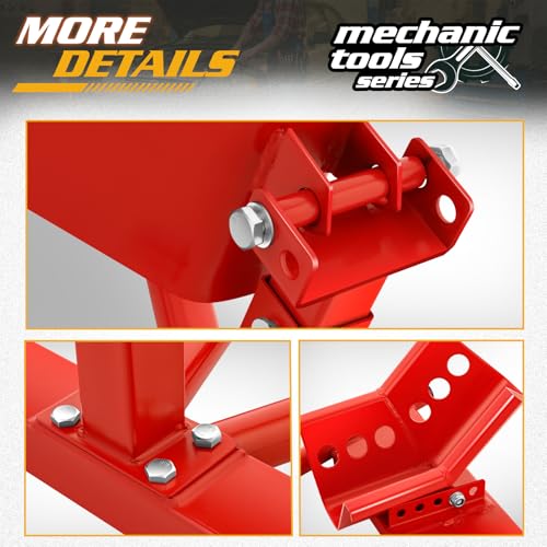 Magshion Motorcycle Wheel Chock, Heavy Duty Motorcycle Stand Front Wheel for 15" to 21" Tires, Wheel Cradle Holder with Car Mount Hook and Bolt-On Option for Trailer or Garage, Red