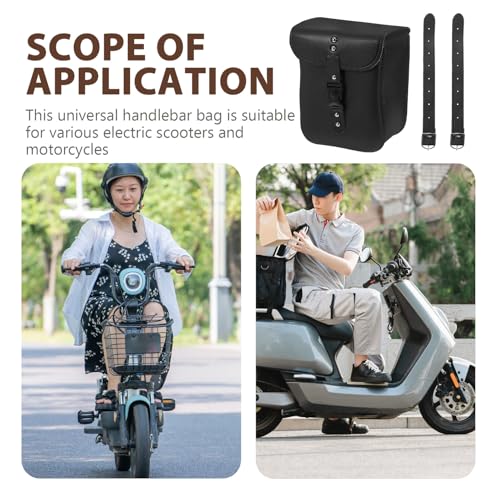 LABRIMP 2pcs Universal Motorcycle Fork Storage Bag with Handlebar Pouch, Waterproof Pu Leather Front Tool Bag for Electric Bikes and Motorbikes, Compact Side Saddle Luggage for Riders