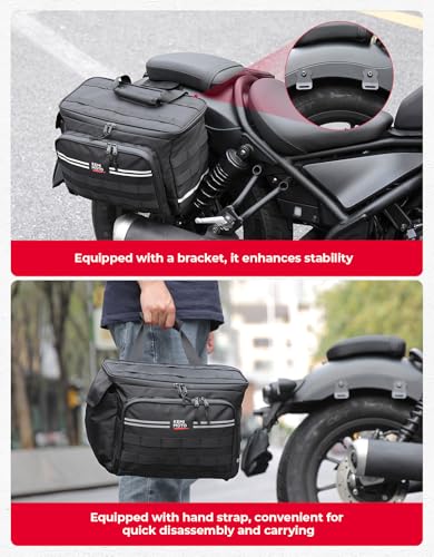 KEMIMOTO Motorcycle Saddlebags 30L(15Lx2) Large Capacity Luggage for Touring & Long Rides, Universal Fit for Cruiser Sportster Softail, Quick-Install Water-resistant Side Panniers - size: 30L