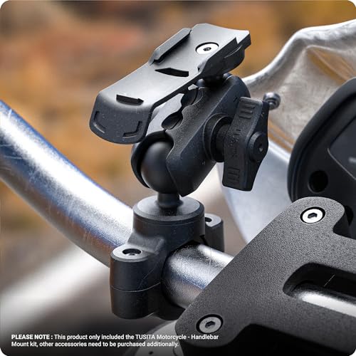 TUSITA Motorcycle GPS Mount - Holder Compatible with Garmin Handheld GPS - Double Socket Arm Handlebar Base - size: Short Arm