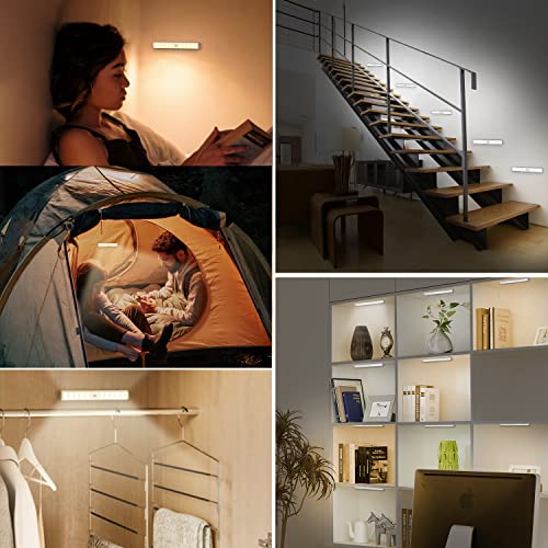 Under Cabinet Lighting Wireless with Remote, 48 LED Rechargeable Under Cabinet Lights, Kitchen Counter Lights Dimmable LED Closet Light RGB Bar for Shelf, Car, Hallway, 15 Color Changing, 6 Pack - style: 6 Pack