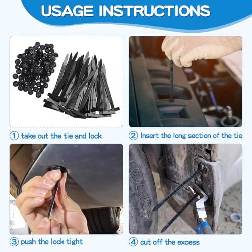 300 PCS Plastic Universal Cable Tie Buckle Heavy Duty Self-Locking Zip Ties Holder New Multifunctional Cable Tie Buckle for Car Daily Repair for Car Fender Trunk Repair