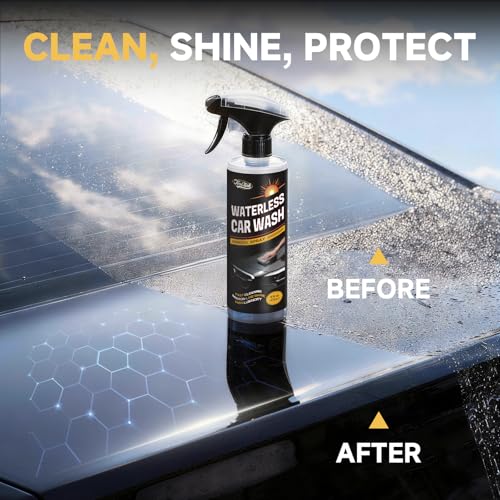 Waterless Car Wash Spray, High-lubricity Ingredients Safe Formula, 3-in-1 Ceramic Protective Coating, Motorcycle Cleaner, Car Cleaning Spray for Detailing, Spray and Wash for SUV, Truck, RV 2 Pack - size: 16 Fl Oz (Pack of 2)