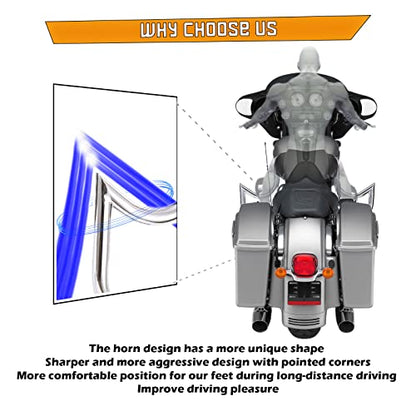 Kinglemc Crash Bar Engine Guard Highway Bar for Harley Davidson Touring Road Glide Road King Street Glide Electra Glide CVO and Trike Models 09-25 (Mustache Silver) - color: Chrome-Mustache