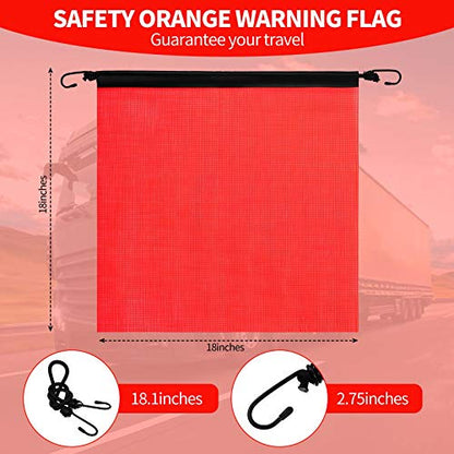 Boao 4 Pieces 18 x 18 Inch Red Hook Safety Warning Flags Mesh Safety Flag Warning Flag with Vinyl Welt and Bungee Cord for Truck and Pedestrian Crossing