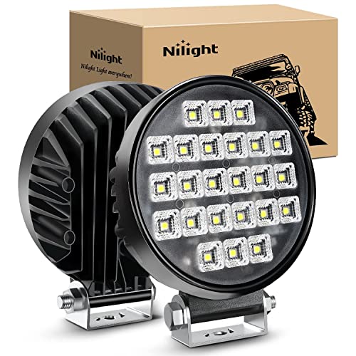 Nilight 4.3 Inch Round Utility LED Work Light W/Integrated Toggle Switch, 2PCS 72W 5760LM 150° Flood Lamp for Offroad Heavy Equipment Vehicles Truck Tractor Golf cart Boat ATV UTV - color: 2Pcs 24Led Flood Lights