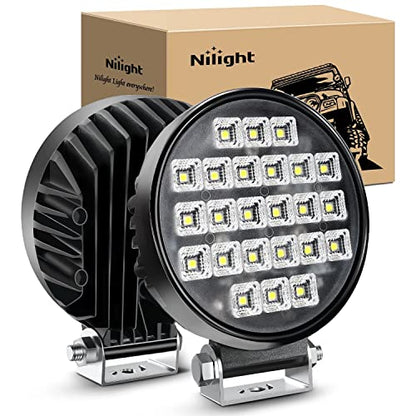 Nilight 4.3 Inch Round Utility LED Work Light W/Integrated Toggle Switch, 2PCS 72W 5760LM 150° Flood Lamp for Offroad Heavy Equipment Vehicles Truck Tractor Golf cart Boat ATV UTV - color: 2Pcs 24Led Flood Lights