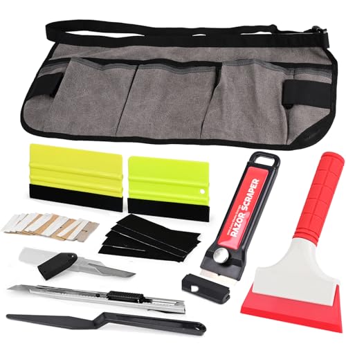 EHDIS Window Tint Kit with Vinyl Tool Pouch,Felt Squeegee,Razor Blade Scraper,Small Rubber Scraper Vinyl Wrap Installation kit for Car Wrapping,Window Film,Graphics,Decal Installation