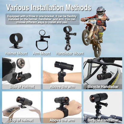 VSYSTO Bike Camera, WiFi Helmet Camera for Motorcycle Bike, Remote Control, 2K Waterproof WDR 170° Super Wide Angle Night Vision SONYIMX335 Lens Portable Bicycle Dash Cam, Loop Recording, G-Sensor - style: Single Camera
