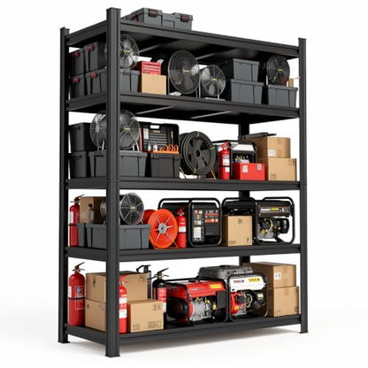Heavy Duty Garage Shelving, 5-Tier Garage Storage Shelves, Adjustable Metal Shelving Unit, Steel Storage Rack for Garage Pantry Basement Warehouse, Black, 31" W x 14" D x 63" H - size: 5TIER-31"W X 14"D X 63"H
