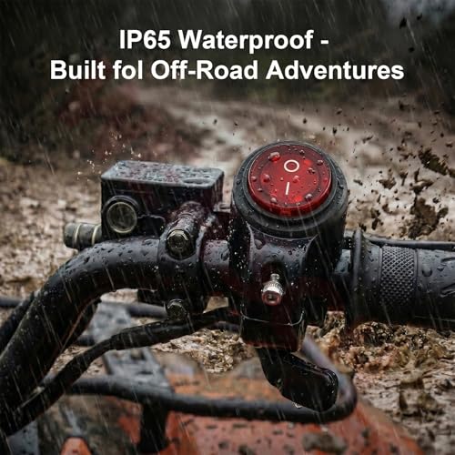 Universal 7/8" 22mm Motorcycle Handlebar Switch, 12V Waterproof Handle Bar ON Off Toggle Switch with Red LED Indicator Light for Motorcycle ATV Dirt Bike Scooter Marine Fog Light