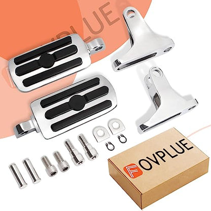 FOVPLUE Passenger Mini Footboard, Passenger Footpegs w/Mount Kit for Harley Touring 1993-2025,for CVO Electra Glide Road Glide Road King Street Glide Ultra Classic Ultra Limited Revival FLH,Chrome#2 - color: Chrome Passenger Footpegs