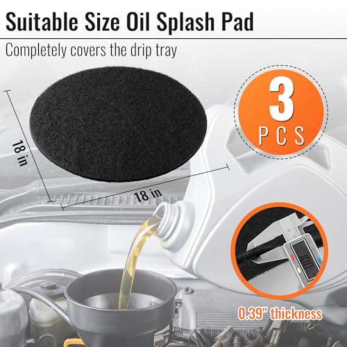 Saillong 3 Pcs 18'' Round Oil Drain Splash Pad, No Splatter Pad Fit 1.5-20 Gal Oil Drain Pan, Anti Splash Oils Change Mat for Car Changing Oils Transmission Drains Pan