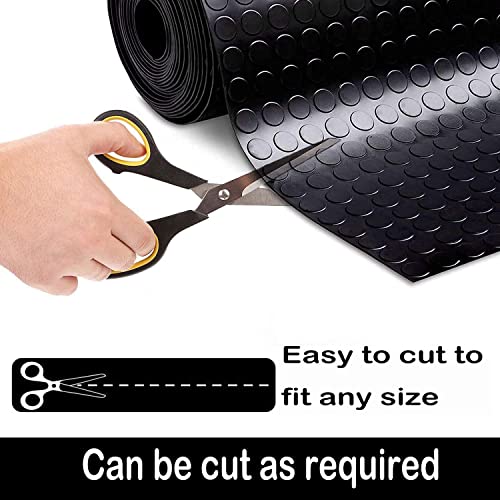 tonchean Rubber Garage Floor Mat 16.4Ft x3.3Ft Garage Flooring Roll Coin Pattern 1/8in Thick Rubber Flooring Rolls Non-Slip Garage Mats for Floor Under Car, Workshop, Black