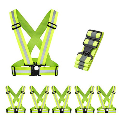 Safety Reflective Vest 5pcs, Adjustable Reflective Vest, High Visibility Provides Absolute Security, Suitable for Running, Cycling, Motorcycle, Green - color: Green