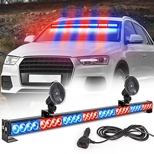 Led Warning Lights 36 Inch Police Emergency Strobe Light Bar 13 Flash Patterns 32 Led Traffic Advisor Vehicle Truck Cop Strobe Warning Flashing Led Safety Light with Cigar Lighter(35. 5 In, Red/Blue) - color: Red/Blue