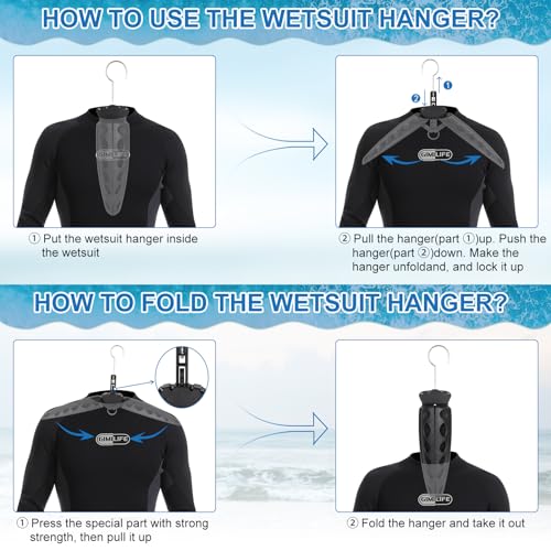 Wetsuit Hanger, Gimilife Surfing & Scuba Diving Accessory, Perfect to Dry Wetsuit Drysuit Life Jacket or BCD, Quick Dry Foldable & Vented Dryer for Wetsuite Dry Suit（1 PCS ） - color: Black
