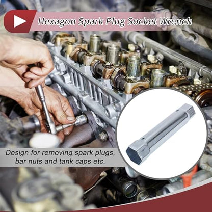 1 Pcs Spark Plug Socket Wrench Durable Spanner Socket Remover 205x49mm Silver Tone High Carbon Steel Hexagon 34mm,40mm for Car Motorcycle Lawn Mower