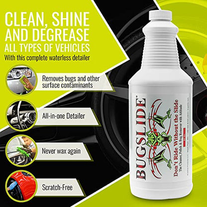 BugSlide 32 Oz Cleaner Refill for Spray Bottles & Travel Kits - All Surfaces Cleaning and Detailing Solution for Vehicle Interior and Exterior Use - Shines, Degreases, Polishes - style: 32 Oz Refill