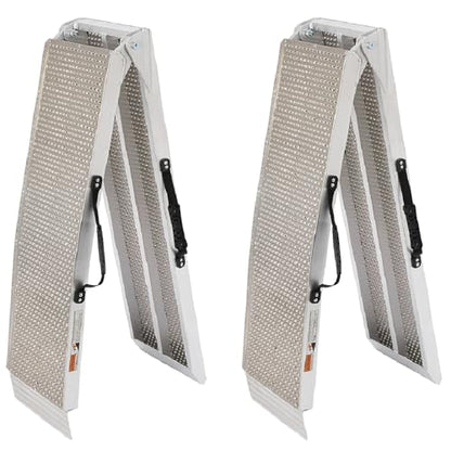 2pcs 7.5' Loading Truck Ramps Aluminum Folding ATV Ramp 1500lbs Capacity Trailer Ramps for Pickup Trucks Powersports Ramp with Load Straps for Motorcycles Dirt Bikes Lawnmowers