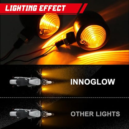 INNOGLOW Motorcycle Turn Signal Lights Bulb Amber Universal Incandescent Lens Indicators Blinkers Lights for Custom Suzuki Kawasaki Harley Davidson Choppers Cruisers (2 PCS) - color: Style-1