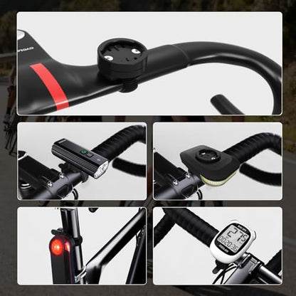 Out-Front Bike Mount Compatible with Garmin Edge, iGPSPORT, XOSS, CooSpo Magene, CYCPLUS GPS Cycling Computer&Lights Adjusted Between 28~40mm Suitable for Round Tube&Flat Handlebars (S6) - style: S6