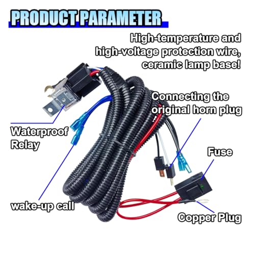 12V 80A Car Double Horn Wiring Harness Relay Kit, 4 Pin SPST Vehicle Grille Mount Blast Tone Horns Wiring Harness Relay for Car Truck Motorcycle (Double Horn) - size: Double Horn